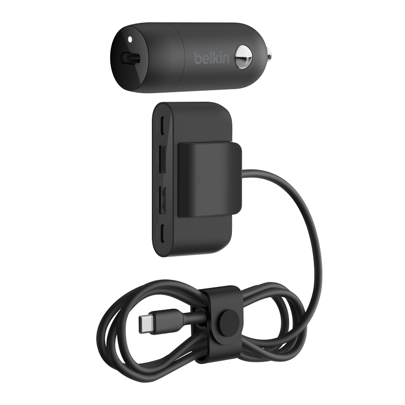 BELKIN Type-C Car Charger 30W Apple PD Fast Charging Car Cigarette Lighter Adapter Charging Plug Set One-to-Four CCA004