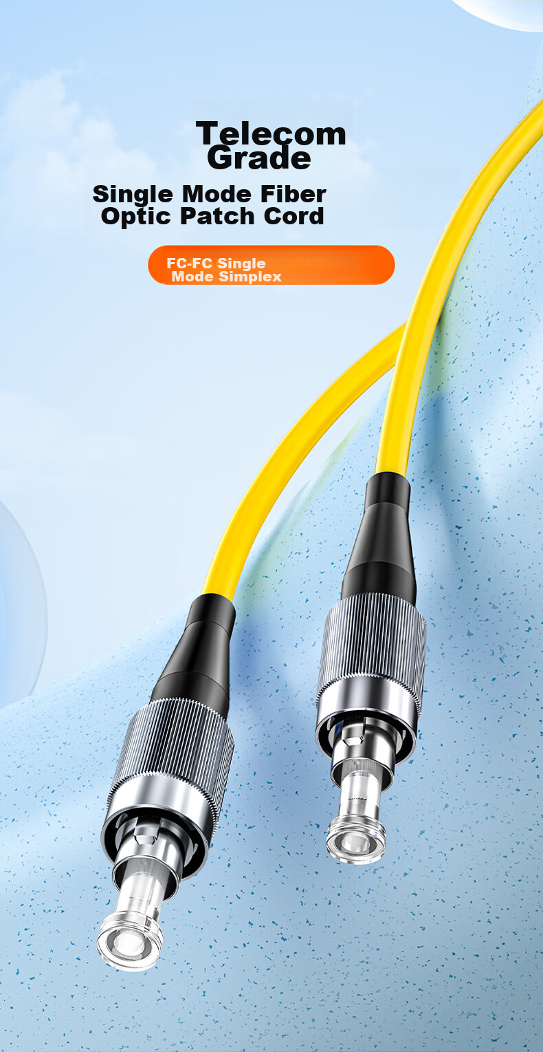 SAMZHE Fiber Optic Patch Cable, FC-FC Engineering Telecom Grade Single-Mode Single-Core 3.0 Micron Diameter UPC Fiber Optic Pigtail, Flame Retardant Low Smoke Zero Halogen, Indoor Fiber Optic Network Cable, 2 Meters G0-FCFC02 1