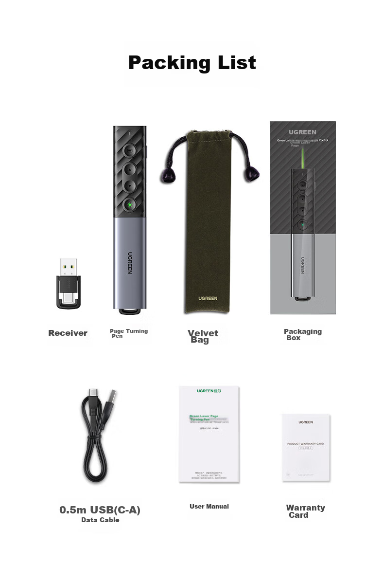 UGREEN Laser PPT Presentation Remote for Teachers, Bluetooth Connected Conference Speaker Remote Control Pen, Rechargeable Wireless Presenter for Projector Screen 20470 24