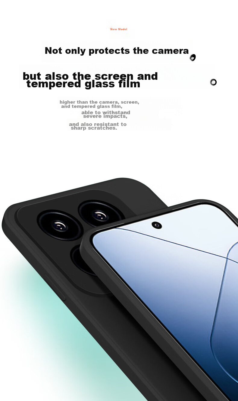 KEKLLE Phone Case for Xiaomi 14, Xiaomi 14 Protective Cover, Cloud-Feel Silicone Lens Full Protection Shockproof Ultra-Thin Soft Case for Men And Women, 14 [Elegant Black] Upgraded Cloud-Feel Silicone 8