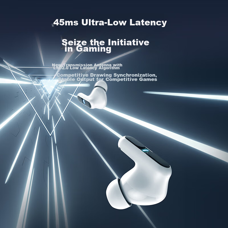 Беспроводные наушники Lanshidun THETA PRO True Wireless Bluetooth, 45 мс низкая задержка, шумоподавление ENC, длительное время работы, серый