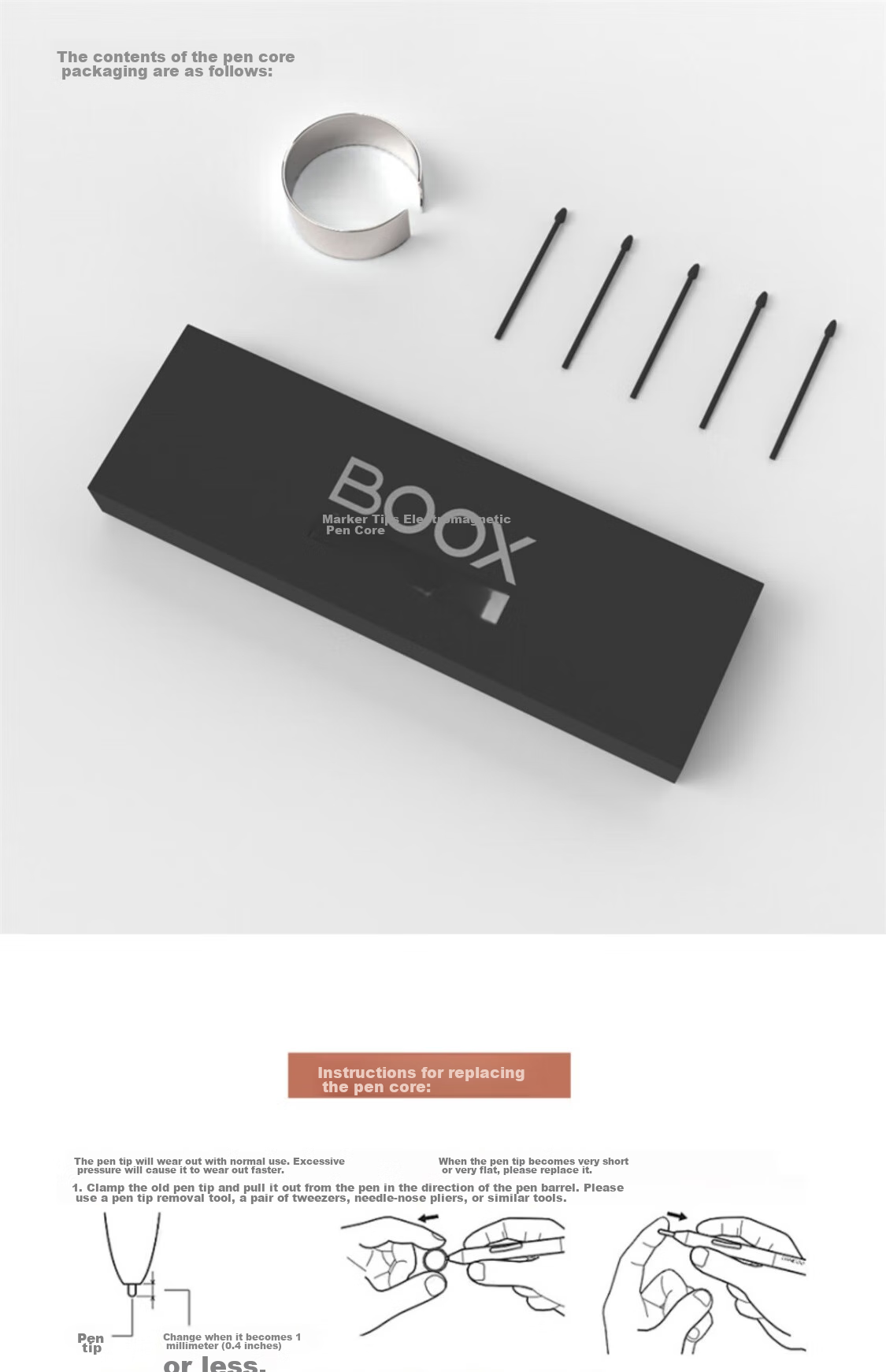 BOOX Wenshi T13C Active Pen Pro Refill Set (Pack of Three) [Not Compatible with Other Models] 2