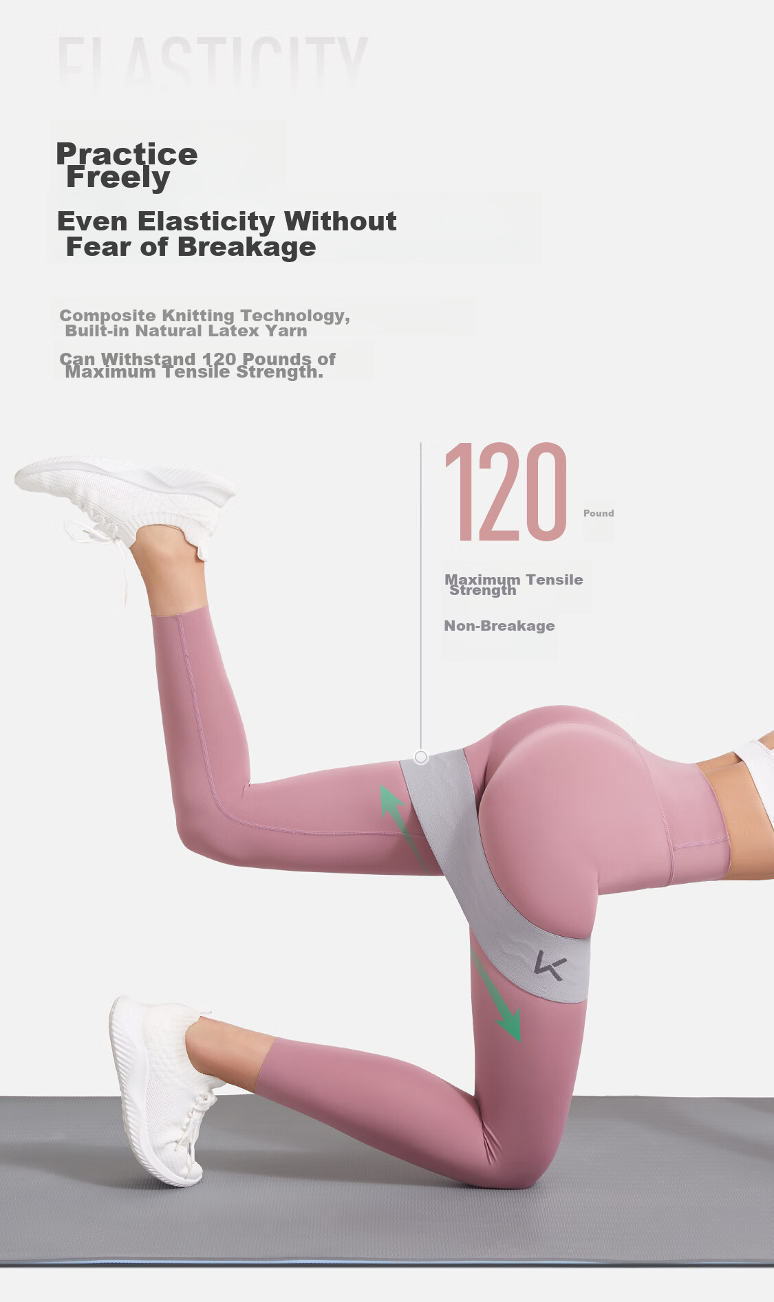 Keep Knitted Butt-Lifting Resistance Band Ring, High-End Glute Exercise, 120 Lbs Capacity, Non-Slip Elastic Upgrade, Peach Pink, Size L 7