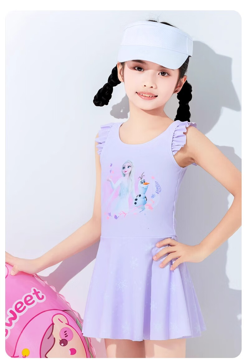 Dishini Elsa Baby Swimsuit, Cute Princess Children's Swimwear, Girls' Swimsuit, SF240142 Purple, Size 110 9
