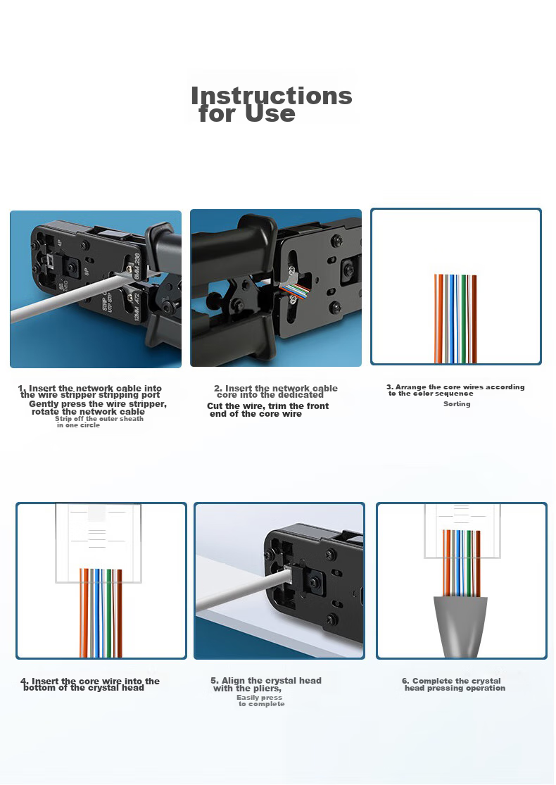 HAILE Network Cable Crimper with Tester Set, RJ45 Connectors, Cat5e/Cat6 Ratchet-Powered Stripping Cutter And Clamp Tester HT-G83T 4