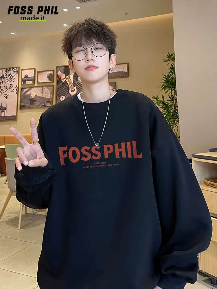 Foss Phil Casual Sweatshirt for Men, Spring And Autumn New Year Long-Sleeve T-Shirt, Base Layer for Year of The Horse Zodiac, Red Top FPW3 Size L 16