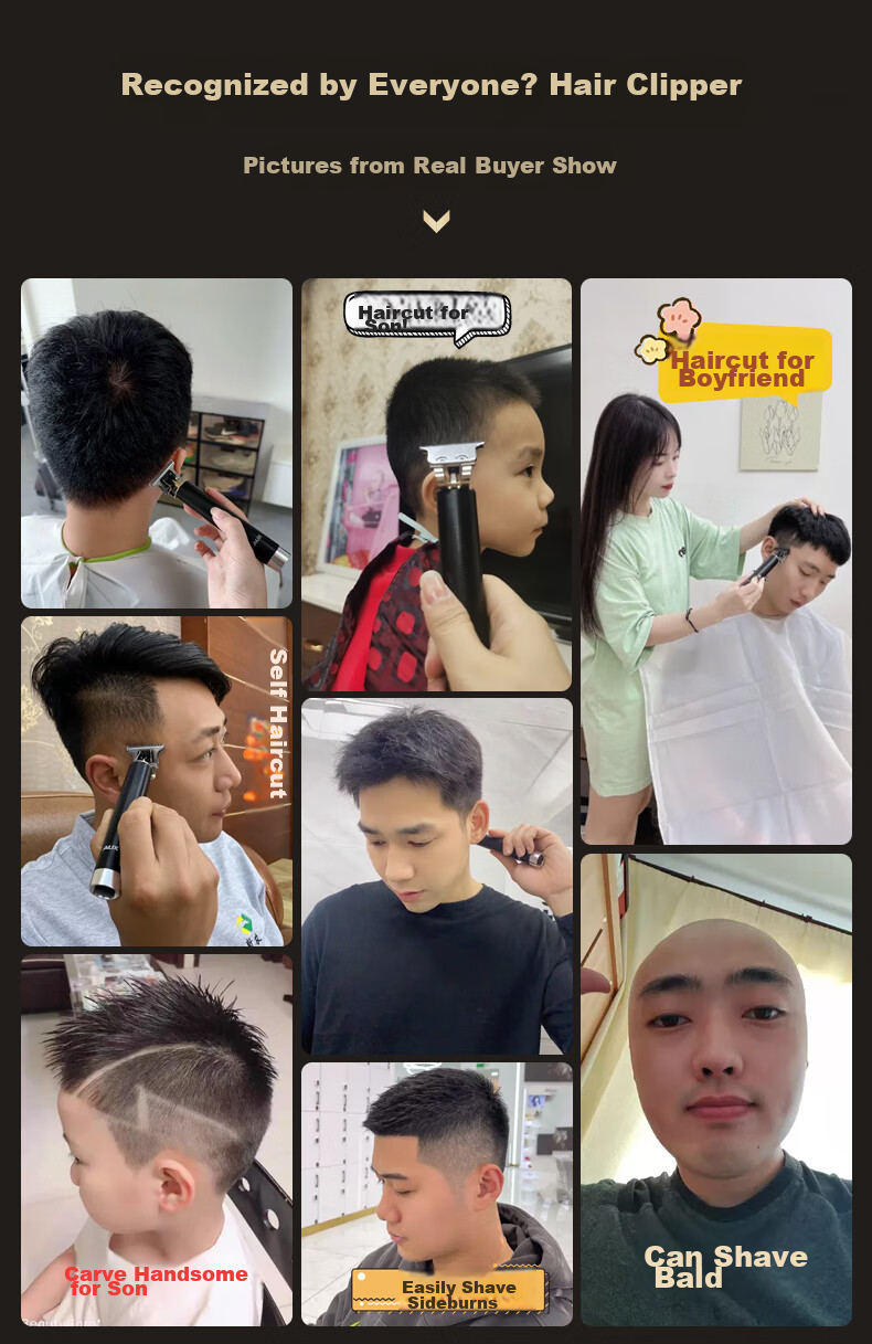 AUX Hair Clipper, Shaving And Styling Tool, for Adults And Children, Electric Trimmer, Head Shaver, Edge Trimmer, Bangs Trimmer, Self-Haircut Device, Gradient Design, Specialized for Men's Barbershops 2