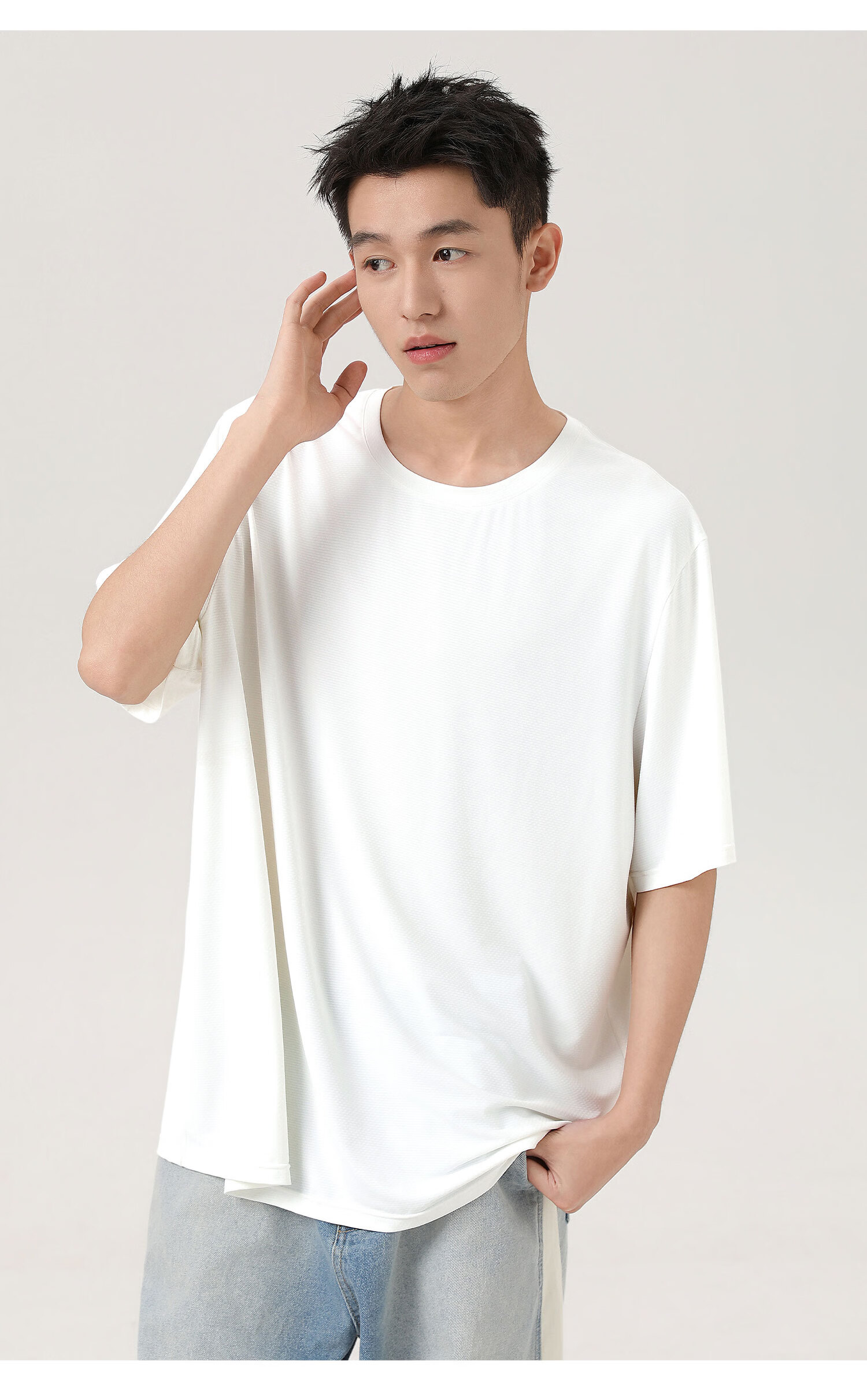 GENIOLAMODE Ice Silk T-Shirt for Men, Summer 2026 New Style, Cool-Feeling Quick-Dry Sun Protection Short-Sleeve Men's Tee, White, 3XL 14