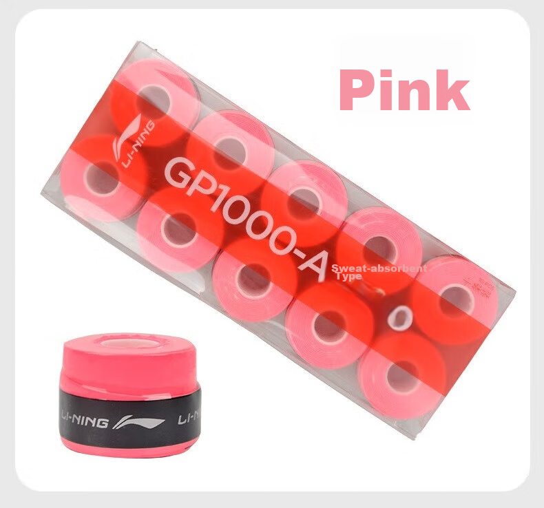 Li-Ning Badminton Grip Tape, Sweat-Absorbing And Non-Slip, GP1000-A, Pack of Ten, Fluorescent Pink 7