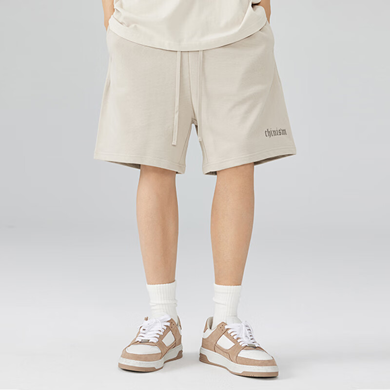 CHINISM Men's Shorts, Summer Simple Pure Cotton Knit Trendy Casual Sports Pants, Knee-Length Shorts CJ2212Y6037
