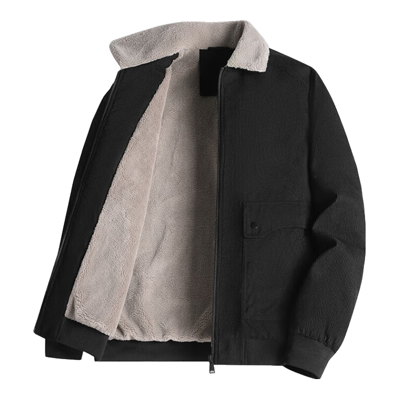 MiiOW Men's Jacket Autumn Winter Casual Windproof Retro Warm Lapel Versatile Black 2XL