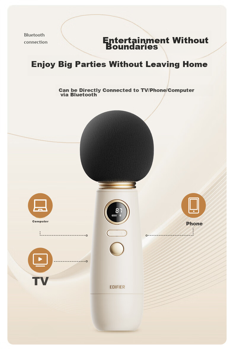 EDIFIER LOLMIC PRO Karaoke Microphone, Small Mushroom Karaoke Microphone, Speaker for Children's Entertainment, Home KTV, And Car Use 11