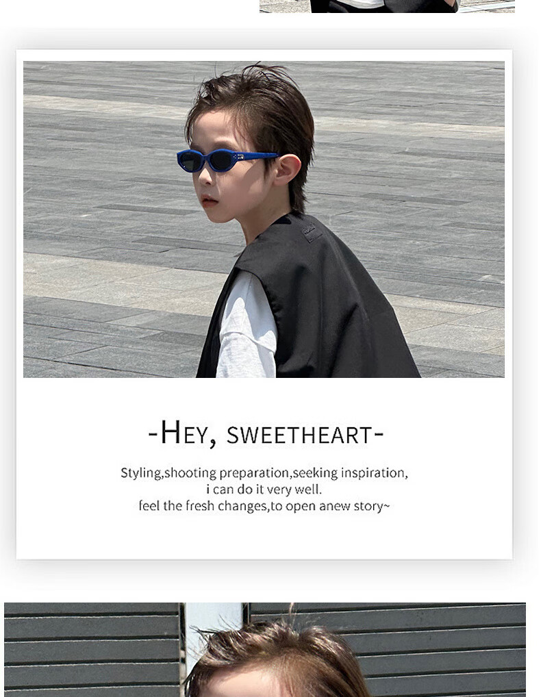 Boshide Children's Sunglasses, Cat Eye Glasses, Retro UV Protection Parent-Child Style, Black Frame with Gray Lenses 5
