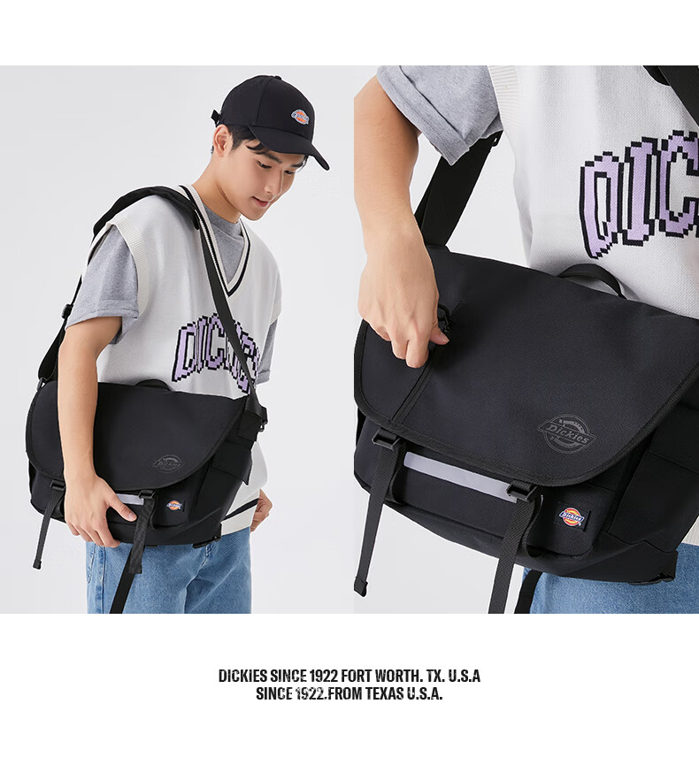 Dickies Shoulder Bag for Men, Large Capacity Crossbody Bag with Multiple Compartments, Waist And Chest Pack for Men And Women Students, Lightweight Cycling Travel Canvas Bag DK 9