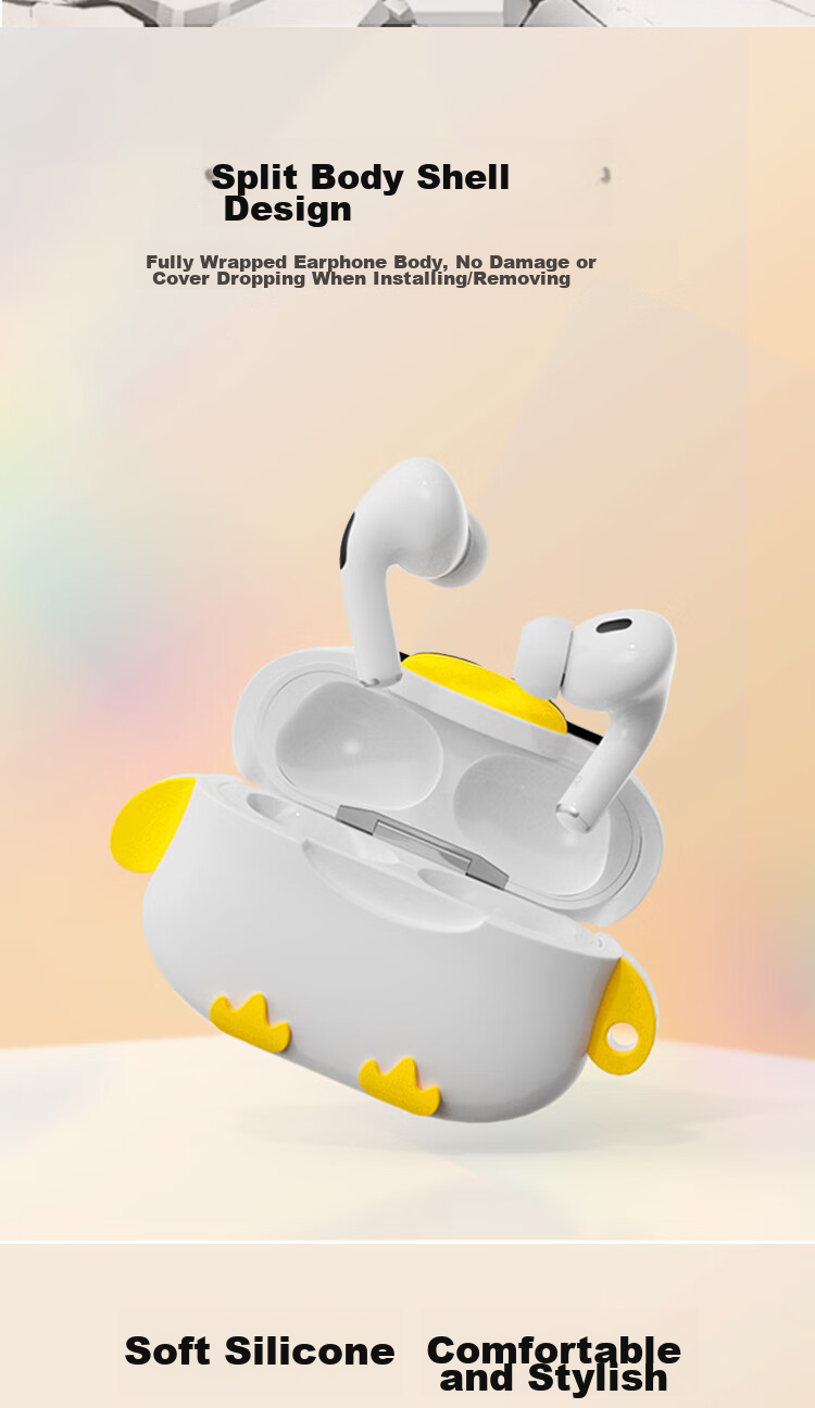 Aolang Compatible AirPods Pro Second Generation Protective Case, Silicone Cover for Apple Pro 1/2 Wireless Bluetooth Earphones, Trendy Creative Storage Box, Cute White Jazz Duck Desig 5