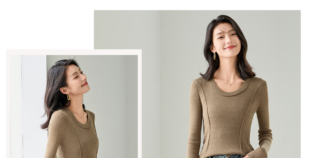Chushen Chunqiu Women's Knitwear Wilderness Melard Fashion Versatile Round Neck Basic Knit Top S143Z3020 17