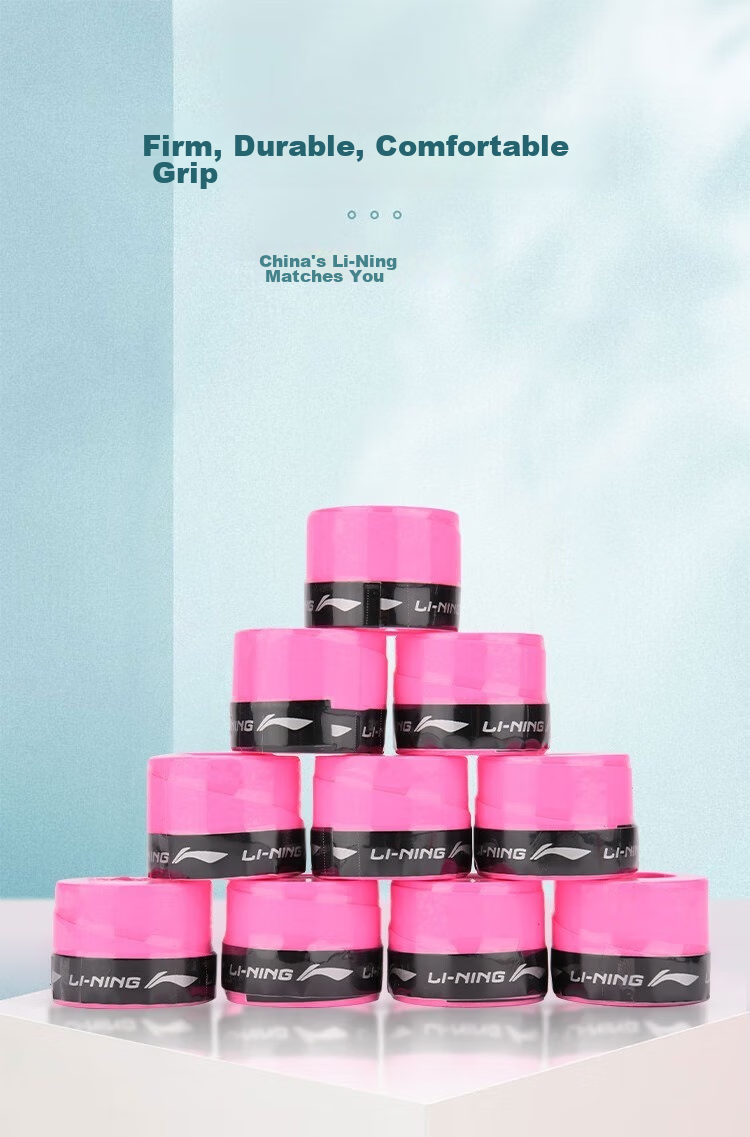 Li-Ning Badminton Grip Tape, Sweat-Absorbing And Non-Slip, GP1000-A, Pack of Ten, Fluorescent Pink 3