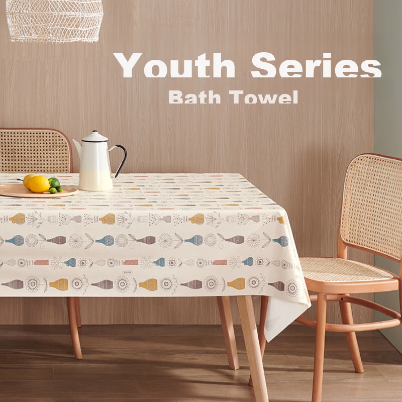 MEIWA Tablecloth, Imported Dining Mat, Waterproof And Oil-Resistant PVC Table Pad, Table Cover, Luxury Tablecloth, Vase, 135*135cm