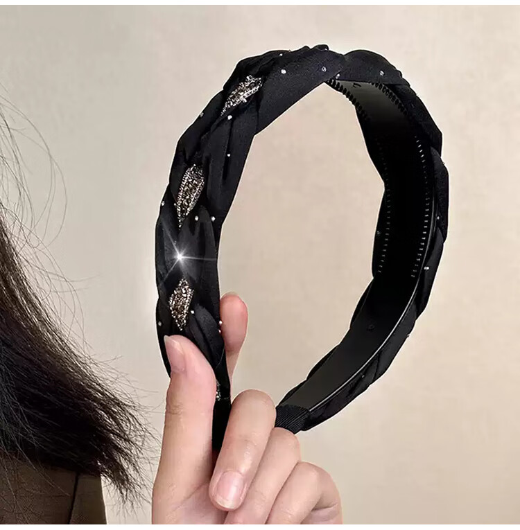YeFeiLi Twisted Rhinestone Wave Headband Women's High-End Teeth Anti-Slip Hair Press Hair Accessories Premium Hair Clip 2