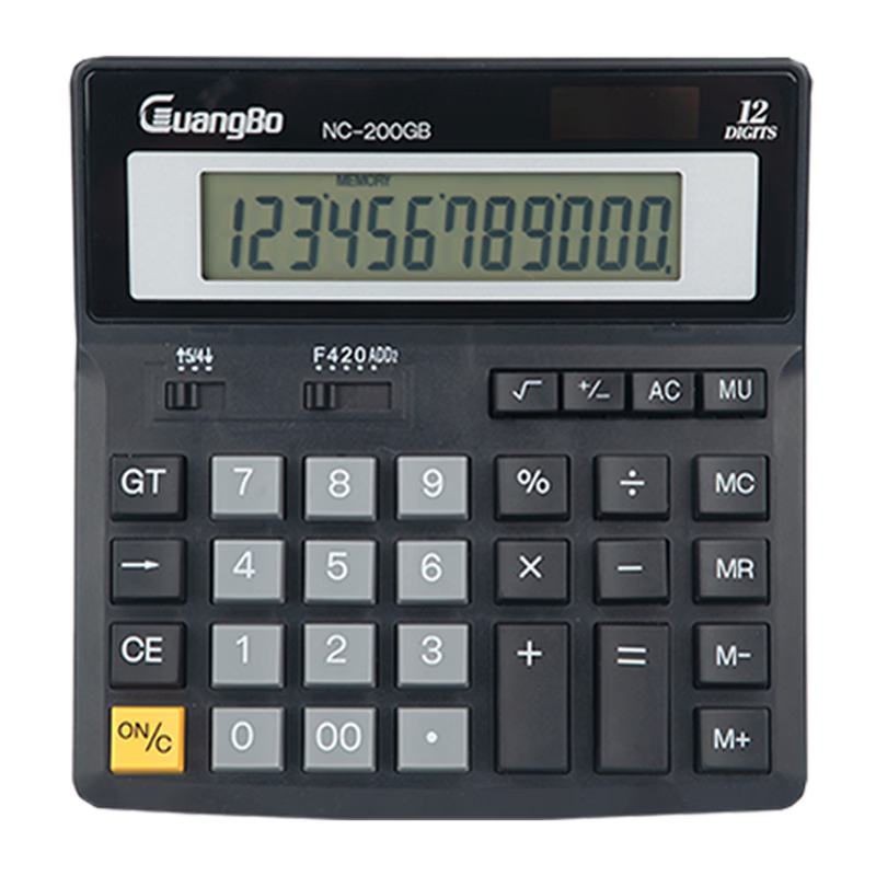 GuangBo Financial Calculator, Solar/battery Large Screen Computer Keyboard Calculator, Office Supplies, Black NC-200GB