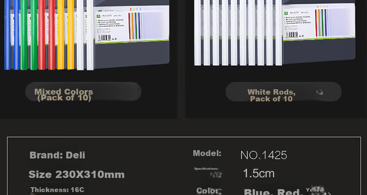 DiLe Thickened A4 Transparent Pull Rod Folder/document Folder/pull Rod Folder/report Folder, Office Supplies Stationery, Pack of 10, Can Be Customized with Protective Face Mask, 1425 Mixed Colors 4