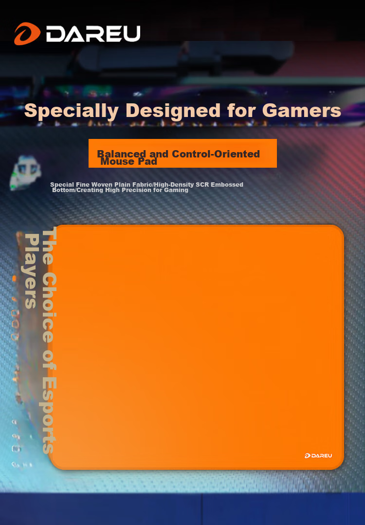 DAREU Yupro Gaming Mouse Pad, FPS Competition-Specific, Microfiber Suede Pad, Large Desk Mat, Valorant CSGO, 480*400*4 SCR Base, Orange, Unyielding Contract 1