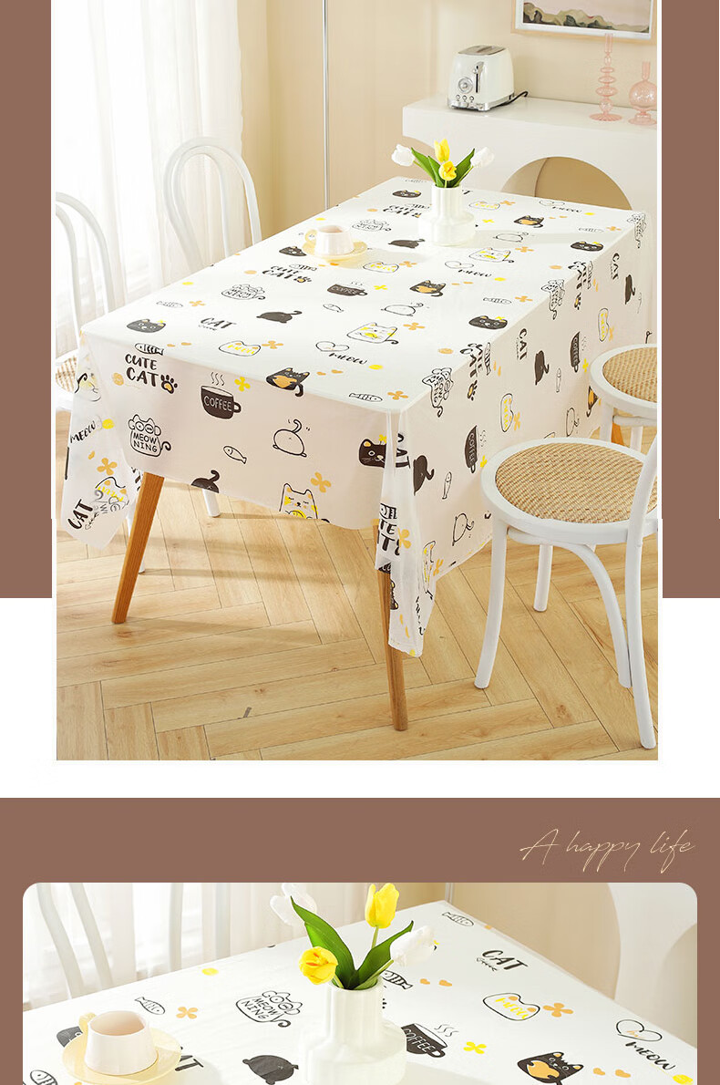 Jingxun Disposable Tablecloth, Thickened, Fresh Printed Design, Waterproof Table Cover, for Home Use, Square Shape, 10 Pieces, 1.8m X 1.8m 9