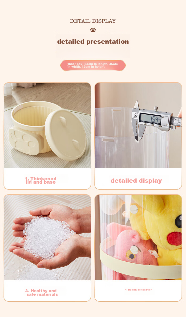 JEKO&JEKO Doll Storage Box, Plush Toy Organizer, Tall Transparent Dustproof Storage Solution, Figurine Display Case, 77cm 12