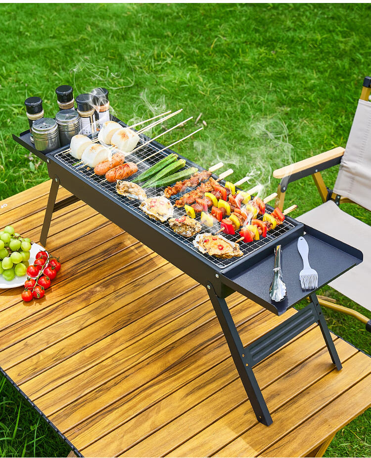 OFEIS Barbecue Grill Set for Home And Outdoor Use, Portable Charcoal Grill for Camping And Kebab Skewers, 6-Piece Set 16