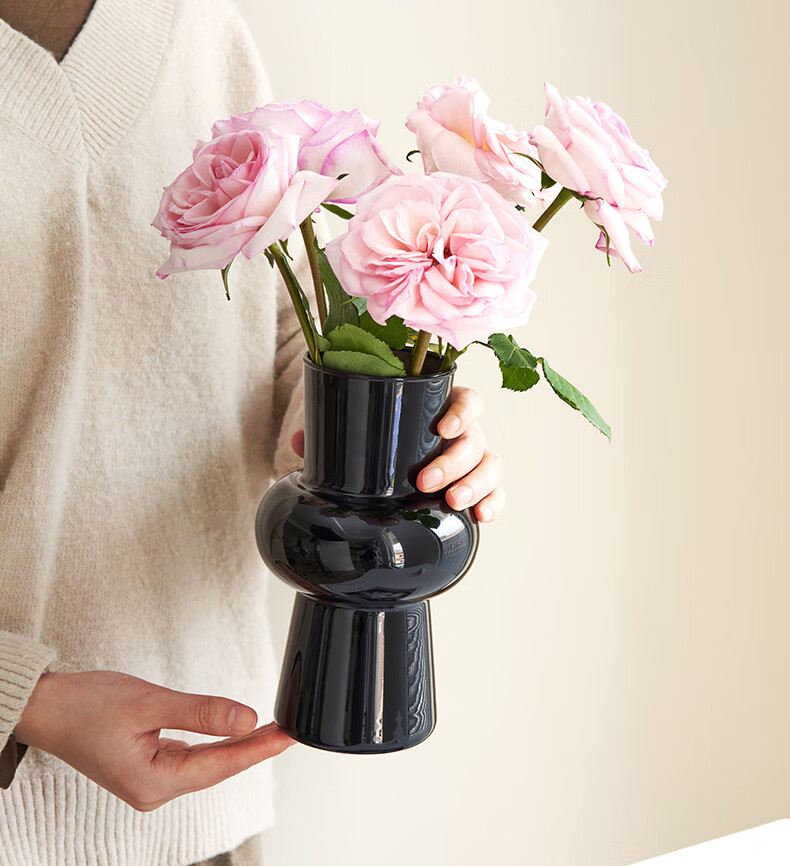 Fanye Luxury Vintage Glass Vase High-End Decorative Ornament for Living Room Fresh and Dried Flowers French Style Floral Arrangement Home Decor 2