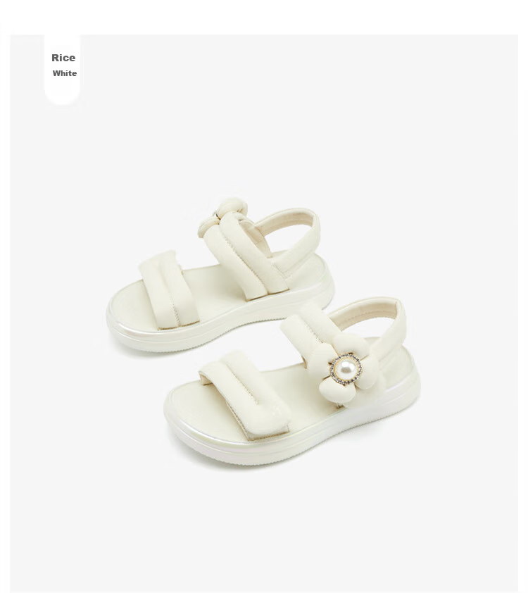 HELLOKITTY Girls' Sandals, Summer Princess Flower Style with Single Strap, Trendy Open-Toe Beach Sandals, 6823 Pink, Size 32 9