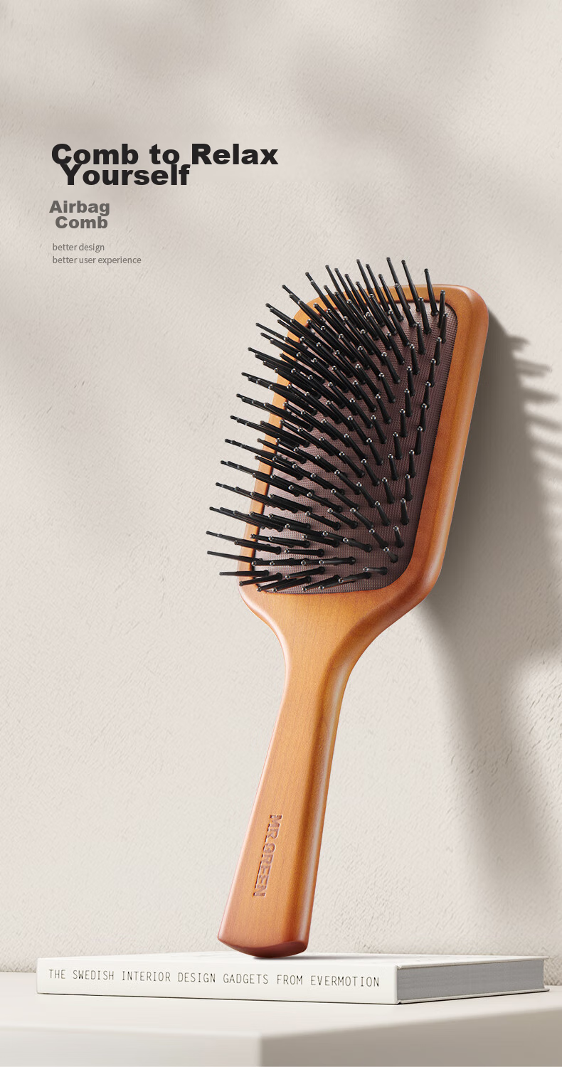 MR.GREEN German Air Cushion Massage Comb for Women, Pneumatic Wooden Comb for Men, Volumizing Tool, Gift Box, High-Quality Practical Birthday Companion Gift Mr-7502 1