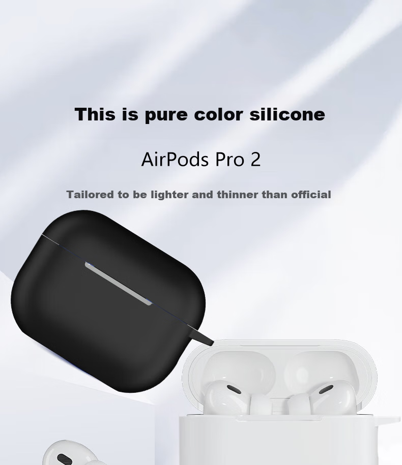 ESCASE AirPods Pro Second Generation Protective Case, Apple Pro2 Earphone Cover 2022 Model Storage Box Outer Shell, Liquid Silicone Skin-Friendly Soft Shell Full Protection Shockproof Case, I9 Black 1