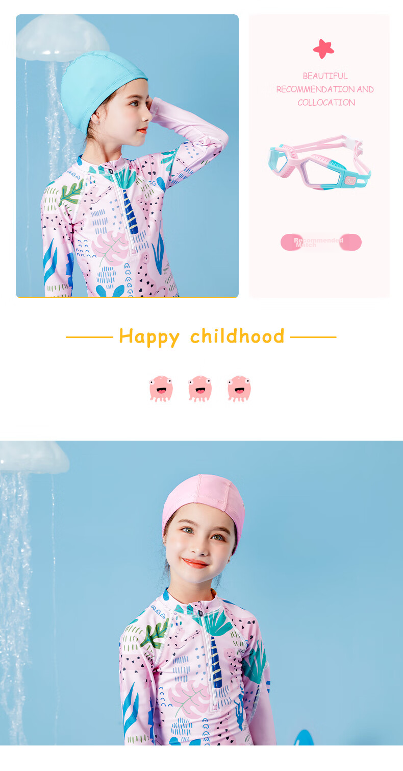 361° Children's Swimming PU Cap, Sports Hat for Boys And Girls, Fashionable Cute Cartoon Design, Waterproof Comfortable Non-Binding Swim Cap, Blue 10