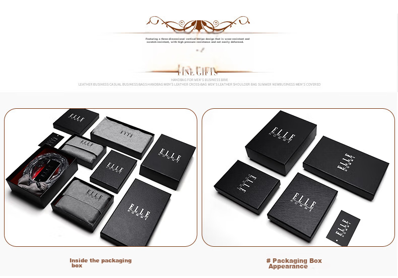 ELLE HOMME Men's Short Wallet, Top-Grain Leather Multifunctional Billfold, Two-Fold Money Clip 3920, Birthday Gift for Me 4
