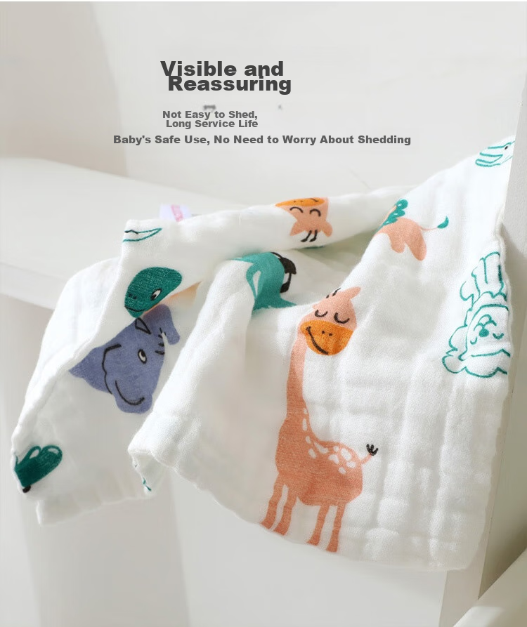 Aibaoshi Baby Drool Bib, Pure Cotton Gauze, Six-Layer Newborn Face Towel, Washable Gauze Handkerchief Bib, 5-Pack, S201 4