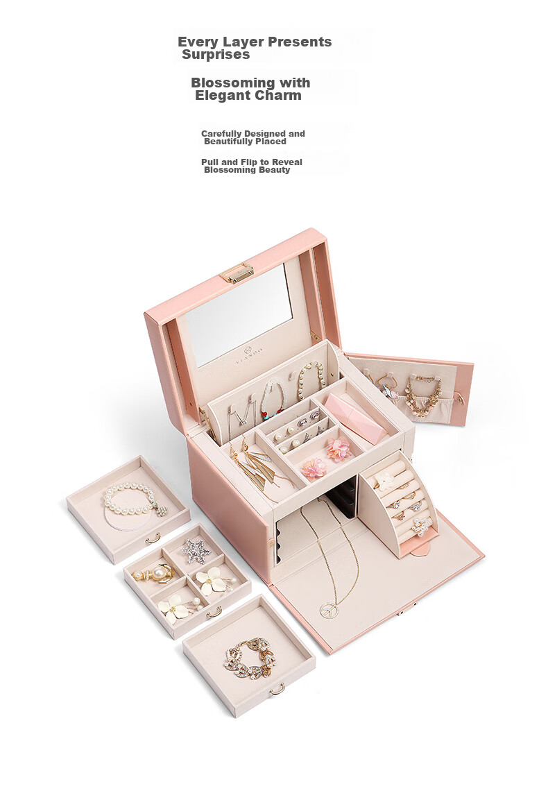 VLANDO Birthday Gift Jewelry Box for Girlfriend, Wedding Gift Storage Box for Bride, High-End Jewelry Box 8