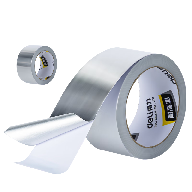 Deli Aluminum Foil Tape, Thickened Heat-Resistant Anti-Aging, Pipe Insulation Sealing, Kitchen Stove Waterproof And Oil-Proof, 48mm*20m, Silver, 1 Roll, 30520