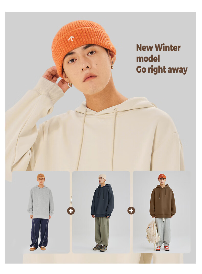JEANSWEST LIFE Heavy Hooded Sweatshirt for Men, Slim Fit Versatile Loose Jacket for Couples, Outdoor Trendy Brand Top 17
