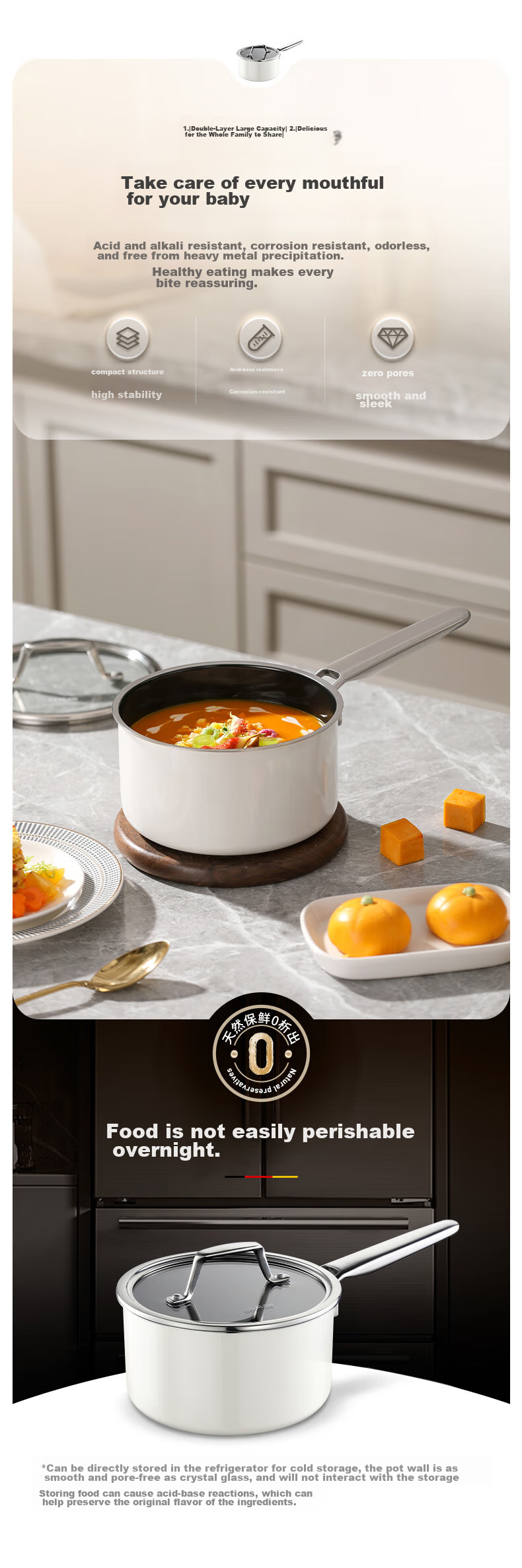 DES LON (DESLON) Enamel Milk Pot Non-Stick Pan Baby Food Pot for Boiling Milk, 18cm, Compatible with Gas And Induction Cooktops 4