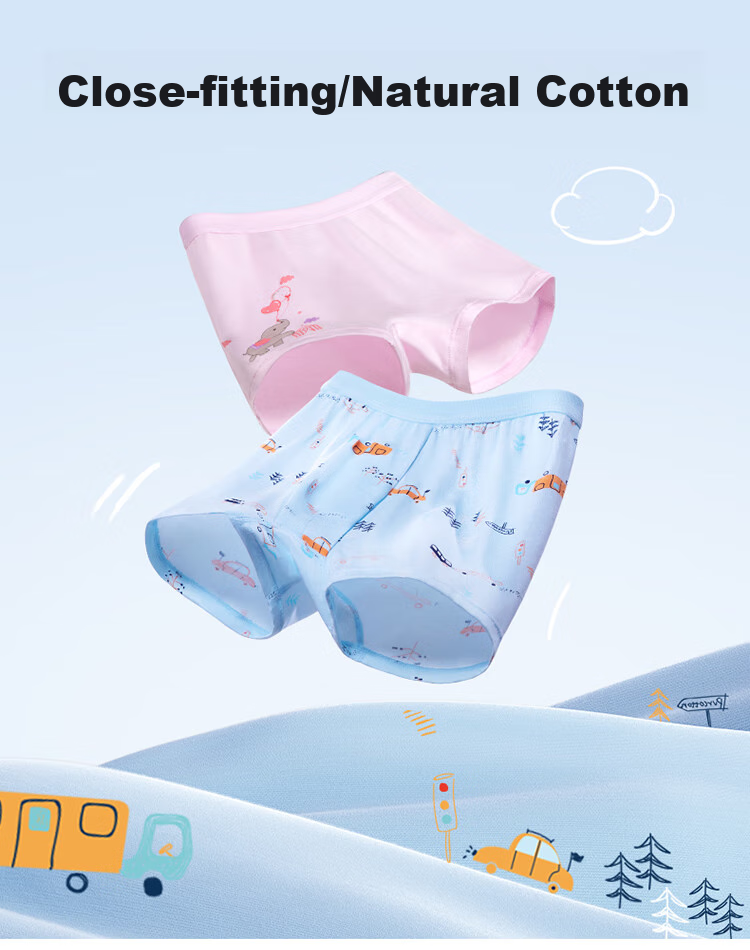 PurCotton Girls' Cotton Boxer Briefs, Soft And Breathable, 2-Pack, Little Elephant + Balloon (Boxer), 120 3