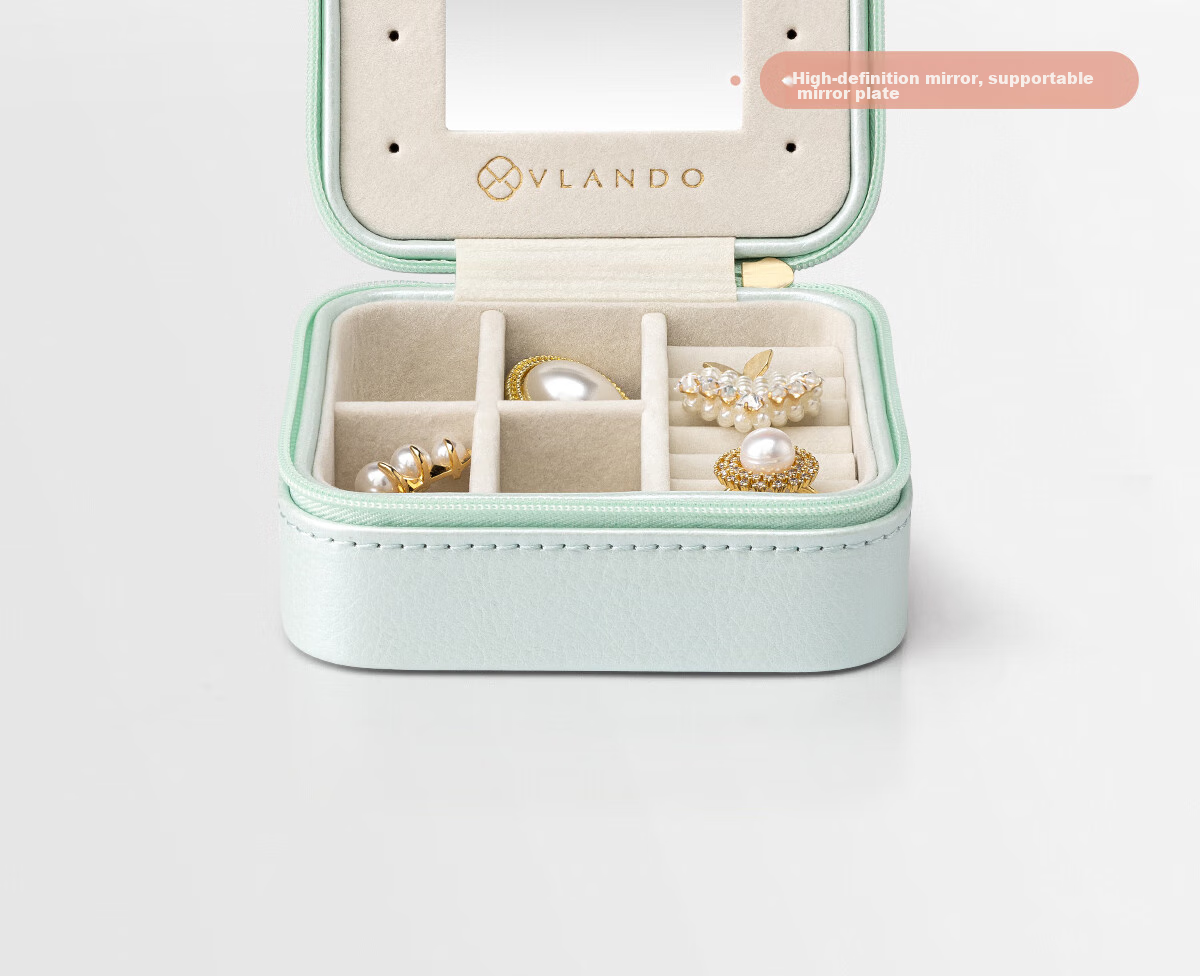 VLANDO Portable Travel Jewelry Box, Compact Storage Case for Women's Accessories, Dustproof Birthday Gift for Girlfriend [Without Mirror] 16