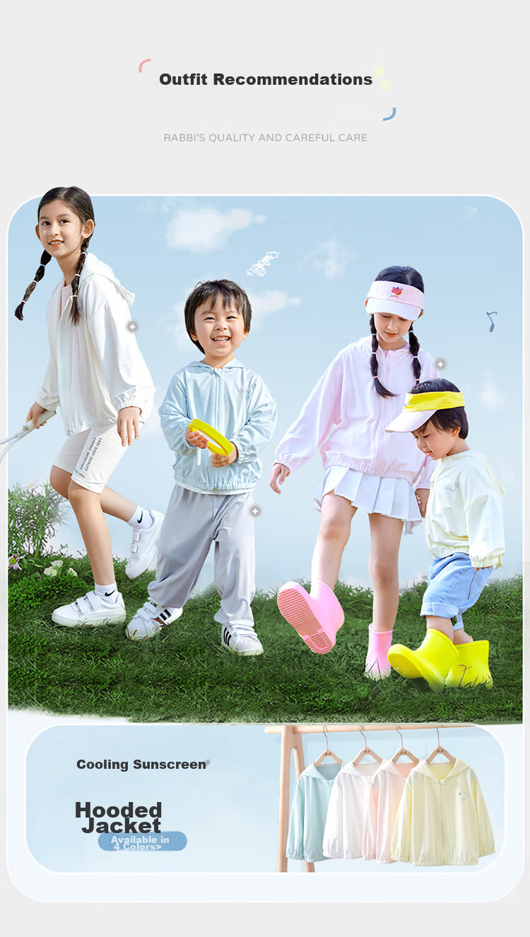 Labi Baby Children's Sun Protection Clothing, Spring And Summer Breathable Outdoor UV-Resistant UPF50+ Hooded Top, Pink Yellow, Size 140 10