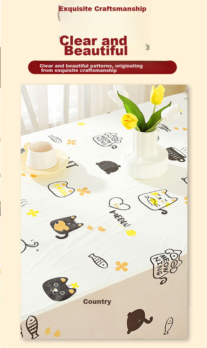 Jingxun Disposable Tablecloth, Thickened, Fresh Printed Design, Waterproof Table Cover, for Home Use, Square Shape, 10 Pieces, 1.8m X 1.8m 4
