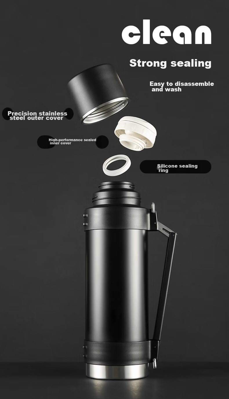 Fuguang Insulated Bottle, Stainless Steel Large Capacity Thermos, Car-Mounted Vacuum Outdoor Travel Kettle, Hot Water Bottle, Thermos Cup, 2000ML 9