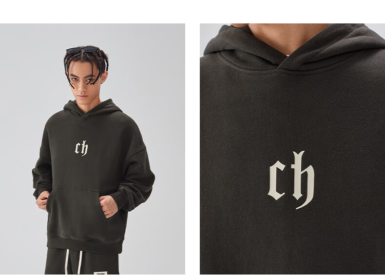 CHINISM CH Sweatshirt for Men, Spring And Autumn Classic Simple Couple's Top, Heavyweight American-Style Hoodie, Sports Casual Pullover Hooded Sweatshirt 31
