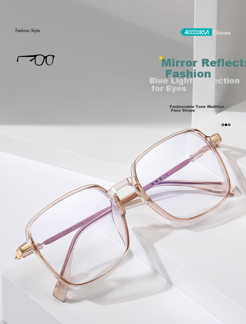 Siwangongli Blue Light Blocking Glasses for Women, Large Frame Non-Prescription Glasses, Korean Style Slimming Bare Face Glasses, Computer Eye Protection Glasses, Myopia Eyeglass Frames 2