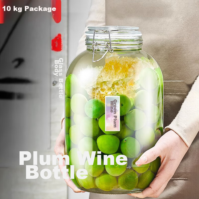 BJ Glass Jar for Infusing Liquor, Specialized Bottle for Making Yangmei Wine, Glass Container for Pickling Vegetables And Brewing Alcohol, 10 Jin Capacity