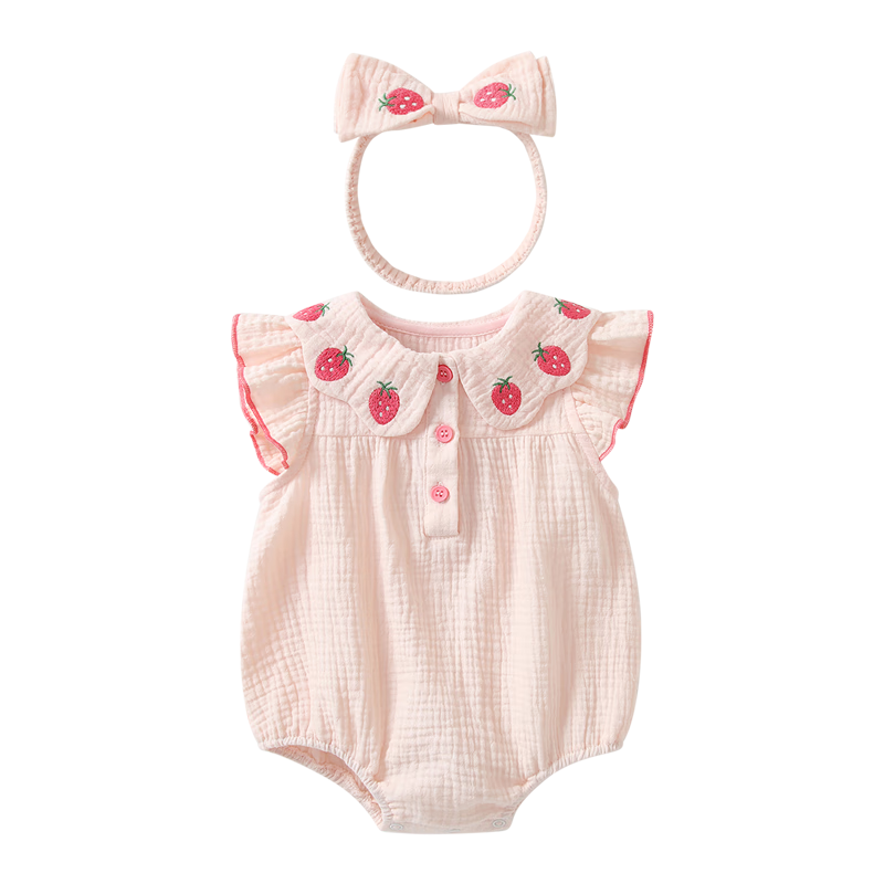VOONLIE Baby Summer Romper Newborn Girls' One-Piece Outfit Full Moon 100 Days Bodysuit Summer Wear