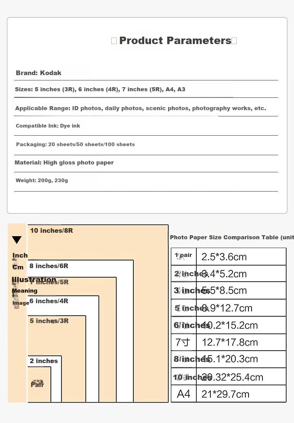 KODAK, 230g High Gloss Photo Paper, A4 Size, Inkjet Printing, High-Quality Photo Paper, Printing Paper, 20 Sheets (Basic Packaging), 9891-410 7